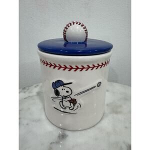 Rae Dunn Peanuts Snoopy PLAY BALL Baseball Patriotic MINI Canister NEW